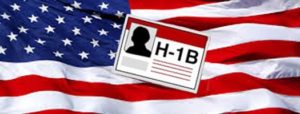 h1-b visa graphic with american flag in the background